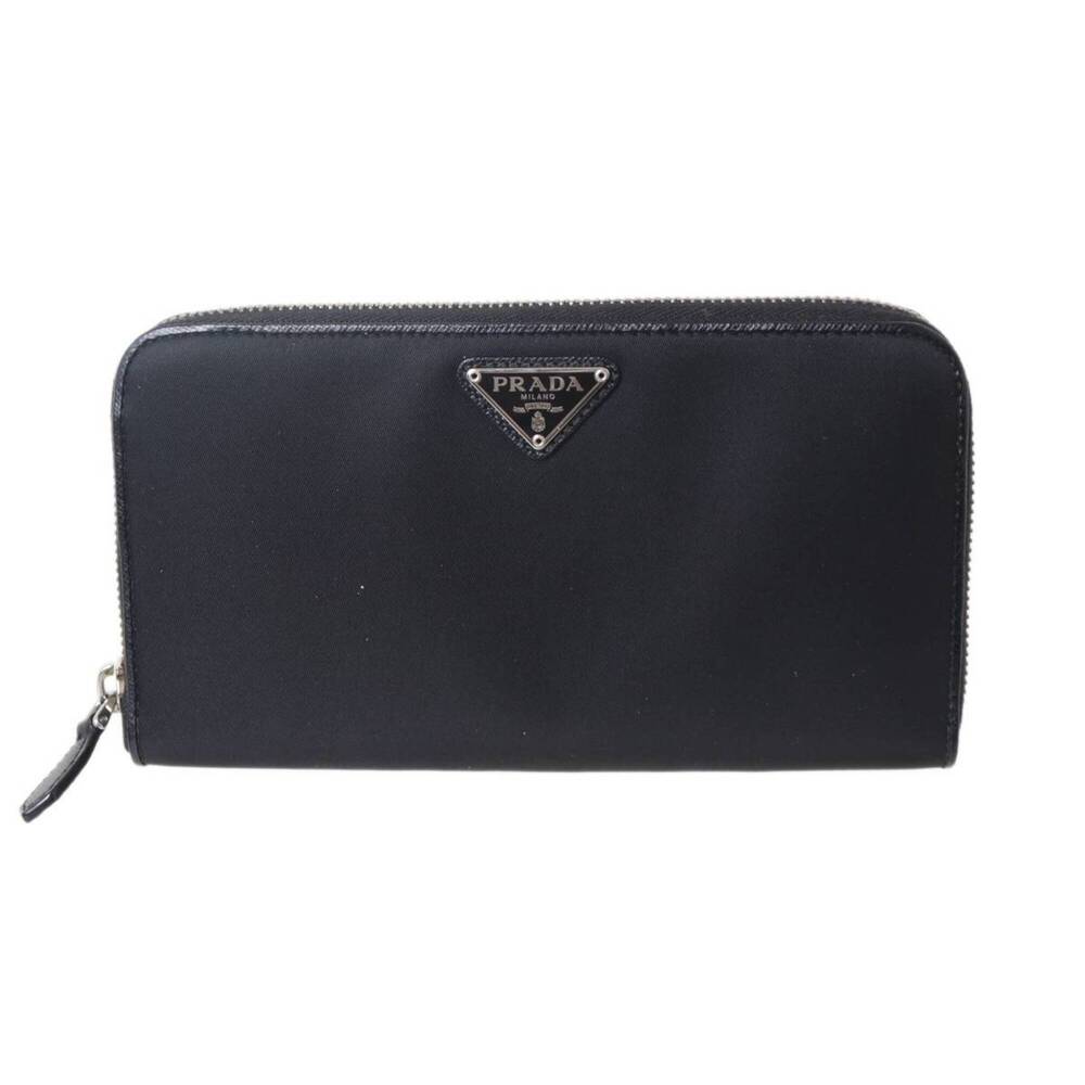 PRADA Prada Round Long Wallet Nylon Black